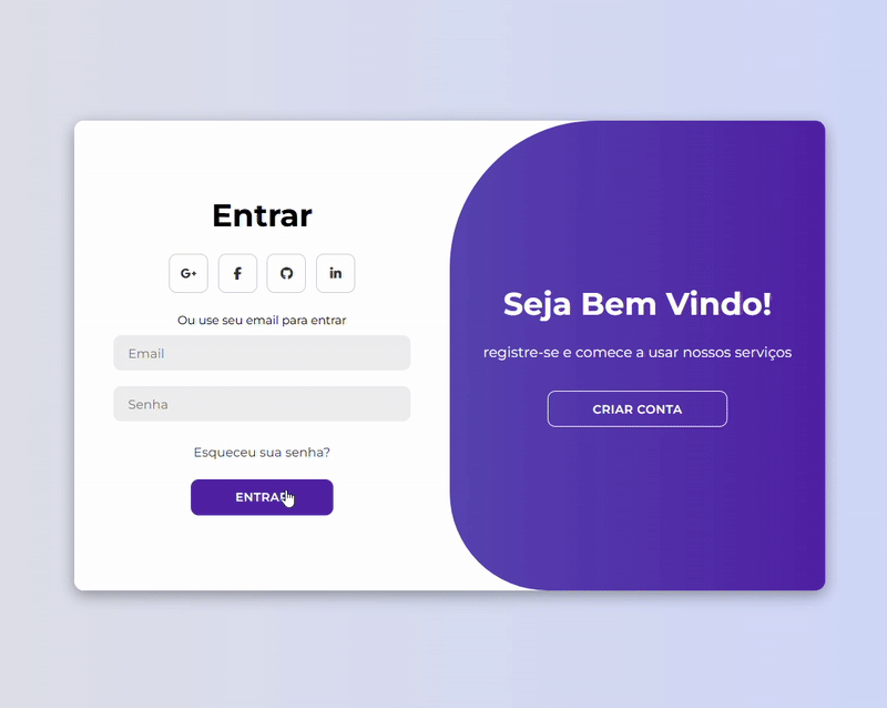 Projeto Login/Cadastro Moderno - Interface de autenticação com design responsivo